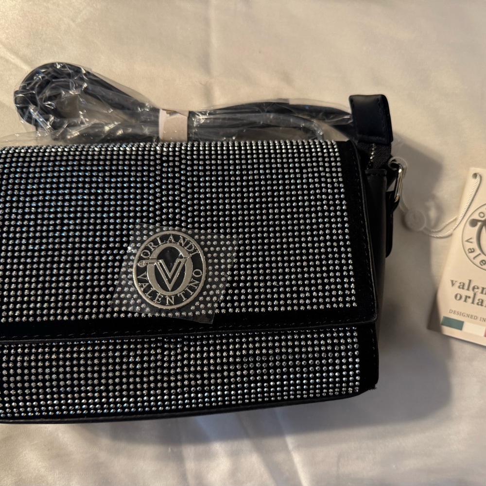 Elegant Valentino Orlandi Black and Silver Crossbody Bag